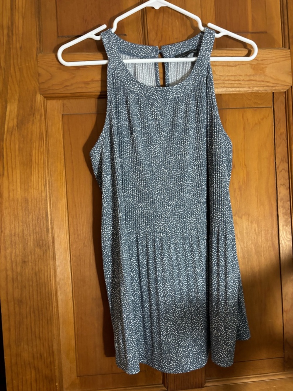 Adrianna Papell Navy and White Speckled Tank Top